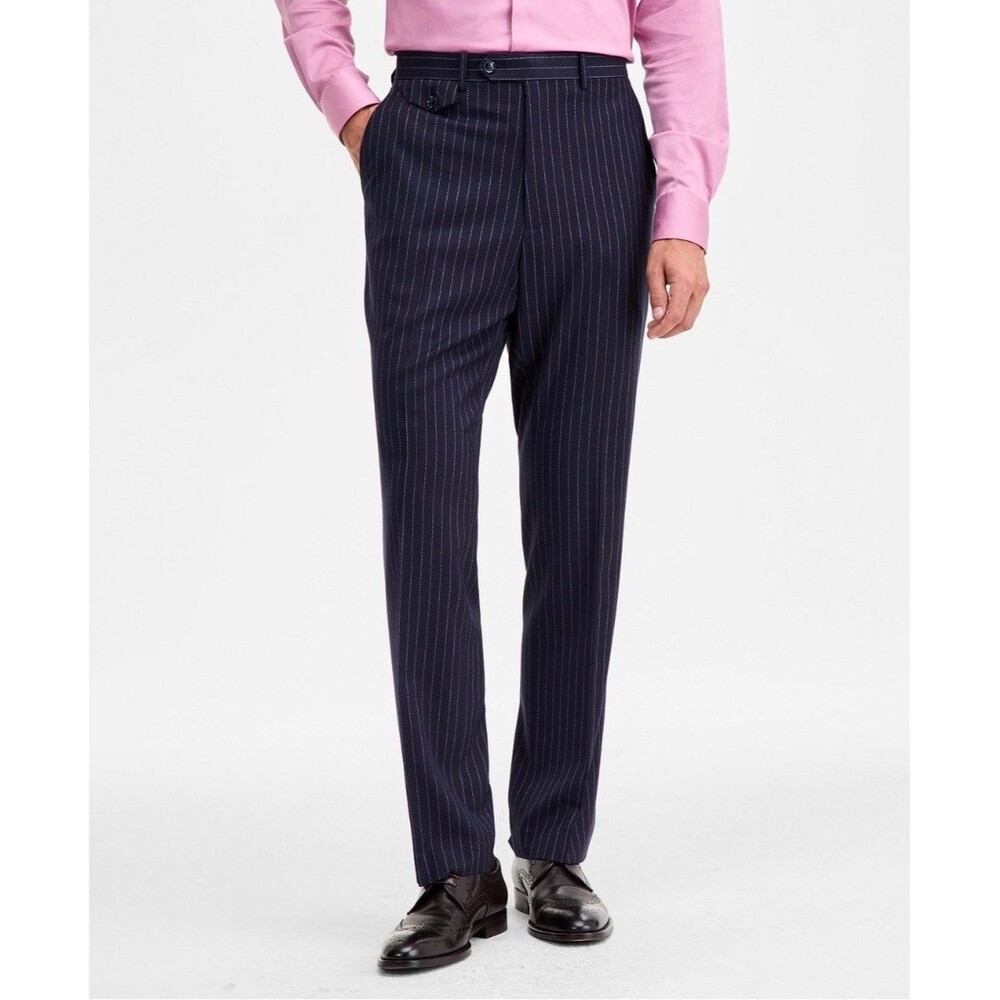 $135 NEW TAYION MONTEE HOLLAND Mens 44x30 Navy Stripe Trouser/Dress Pants/Slacks